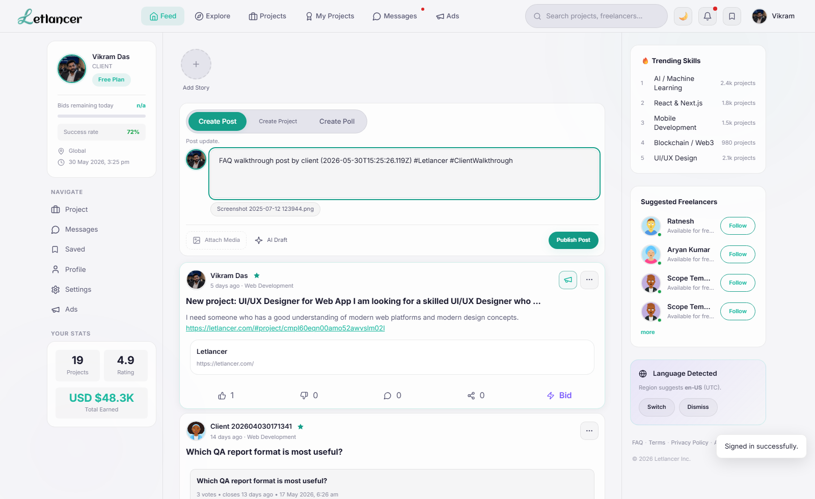 Client post composer