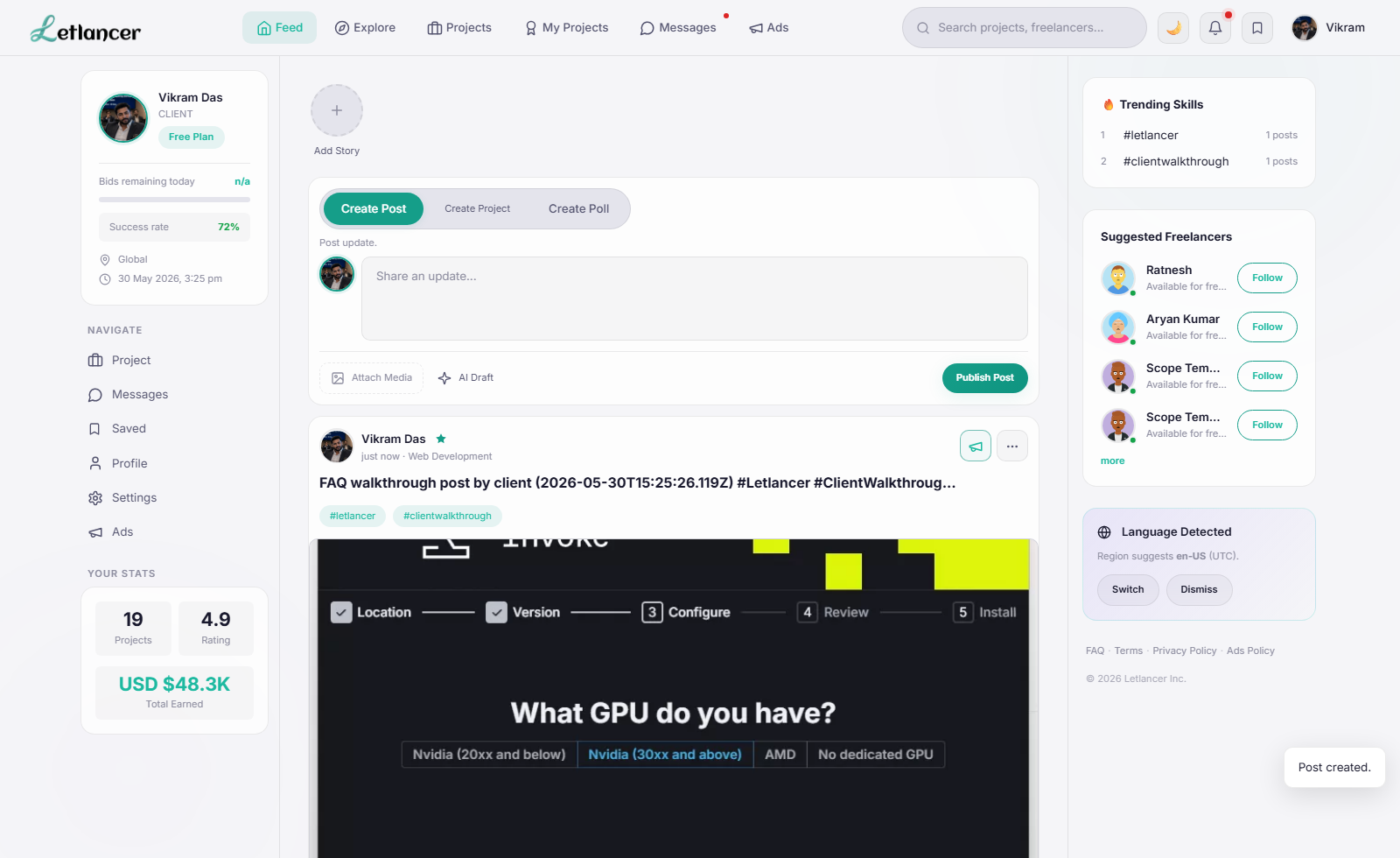 Client post published