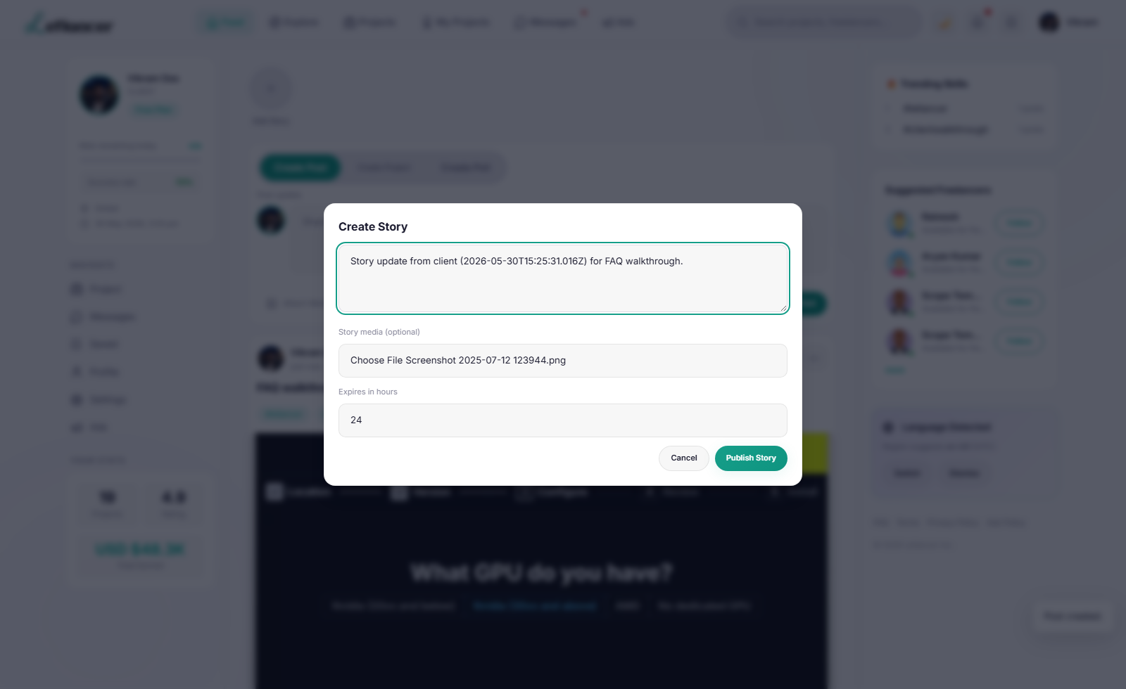 Client story composer