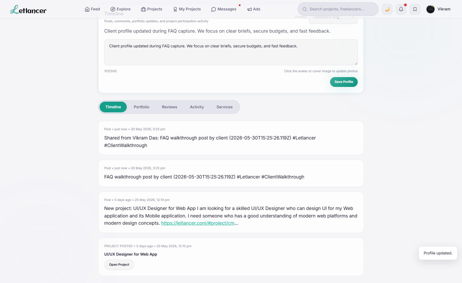 Client timeline privacy updated