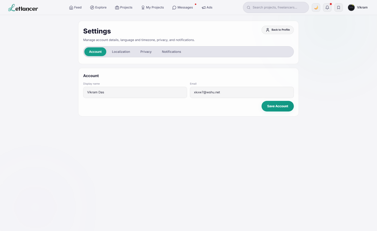 Client settings route