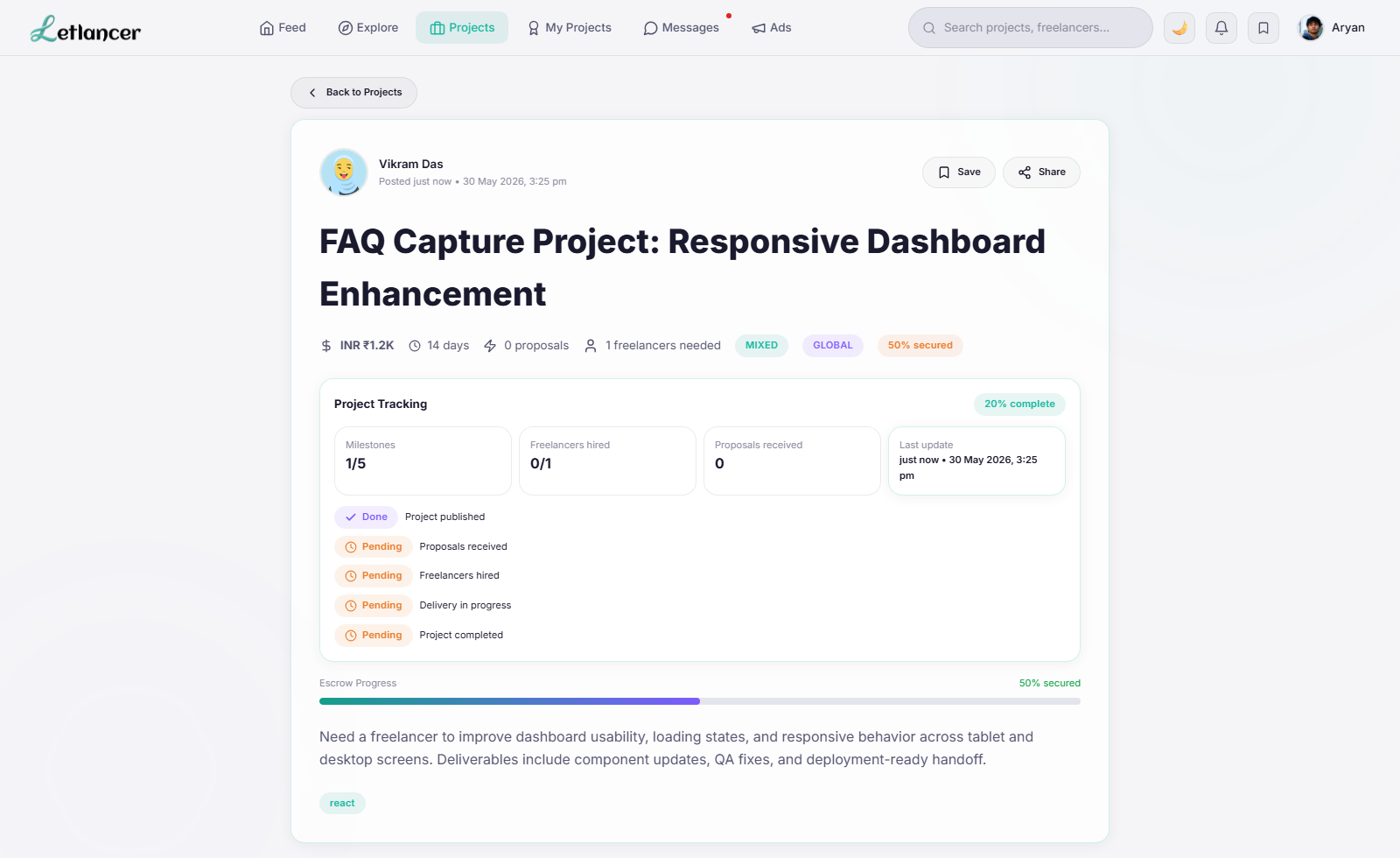 Freelancer project detail