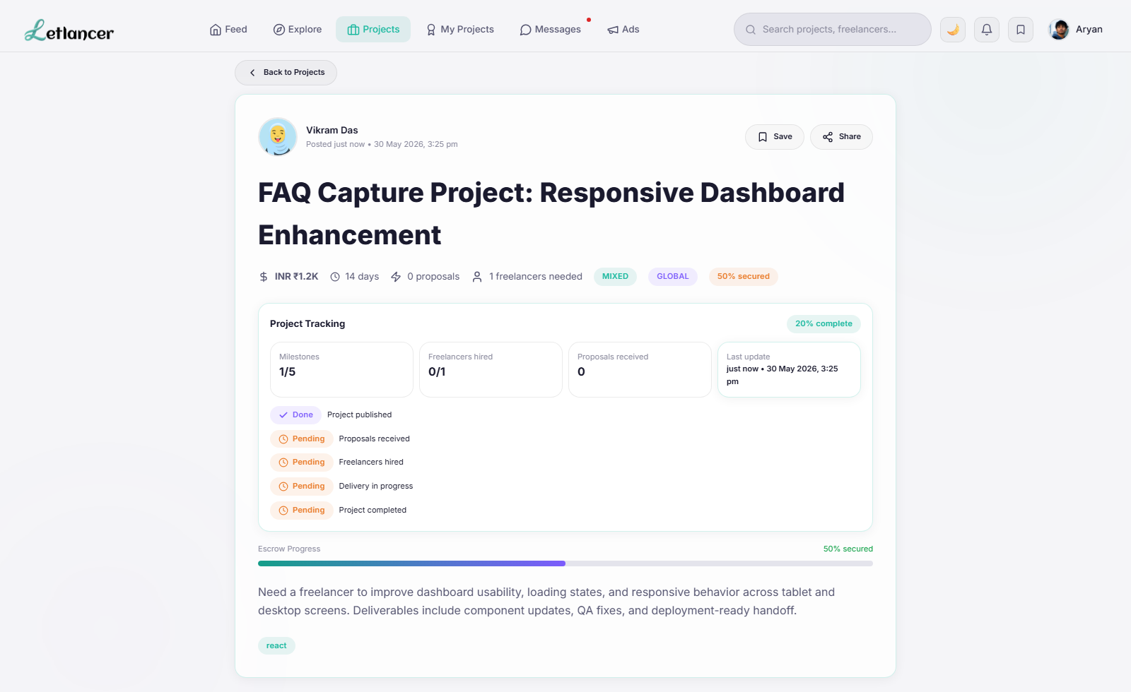 Freelancer proposal form ready