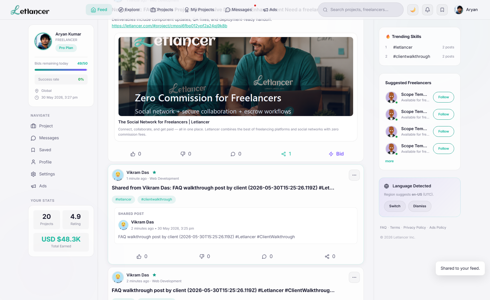 Freelancer share complete